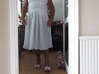 Wanking In My Pleated Dress And Nylon Slip