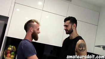 Amateursdoit - Bearded Studs Fuck After Hot Oral Session In The Kitchen free video