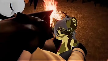 Two Naughty Furries Having Intimate Moment By The Firepit free video