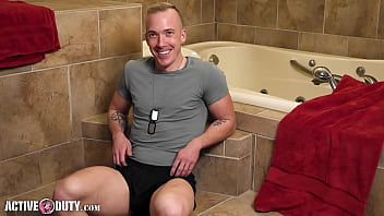 Activeduty - Big Dicked Soldier Solo Steamy Shower Scene free video