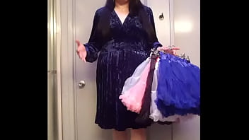 Shopping Stories #77 - A Brand New Short Royal Blue Petticoat & A New Dress… free video