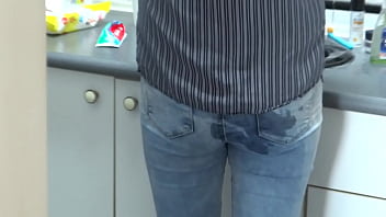 I Found My Stepson Jerking Off And I Let Him Cum On My Ass With My Jeans On free video