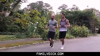 Familydick - Older Tattooed Muscle Stepdaddy Coaches Virgin Stepson On Thick Cock free video