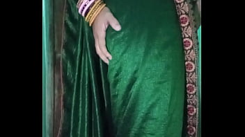 Indian Gay Crossdresser Gaurisissy In Green Saree Pressing Her Big Boobs And Fingering In Her Ass free video