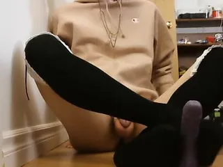 Asian Sissiy Femboy Huge Load Cum In Knee Socks free video