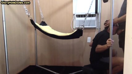 Barebacked Bottom Dilf Fucked In Sling After Cocksucking free video